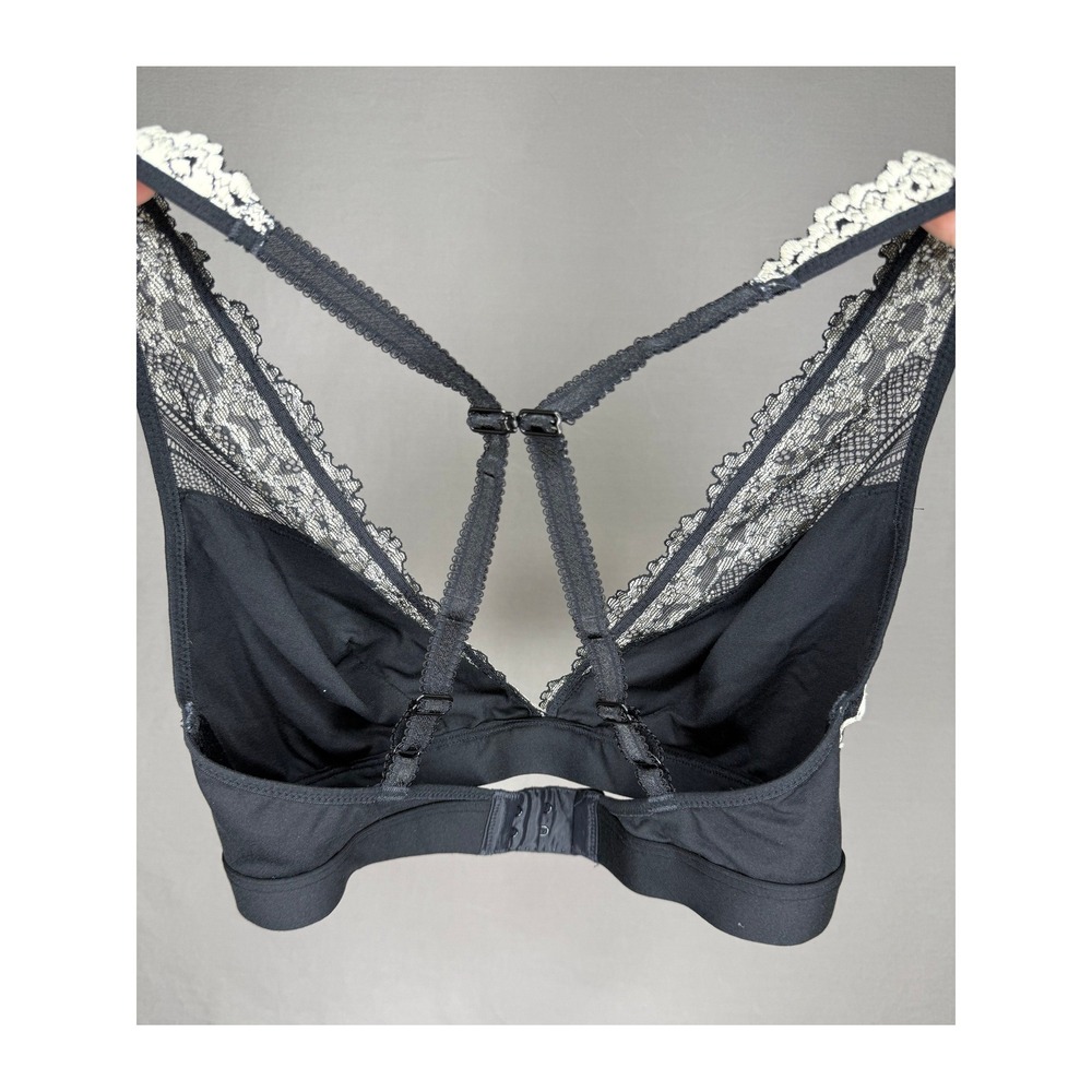 Wacoal 852191 Lace Affair Bralette Black Ivory Floral Wireless Convertible 36 - Picture 5 of 6